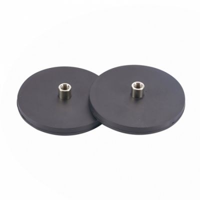 Neodymium Rubber Coated Magnet With Female Thread Stud